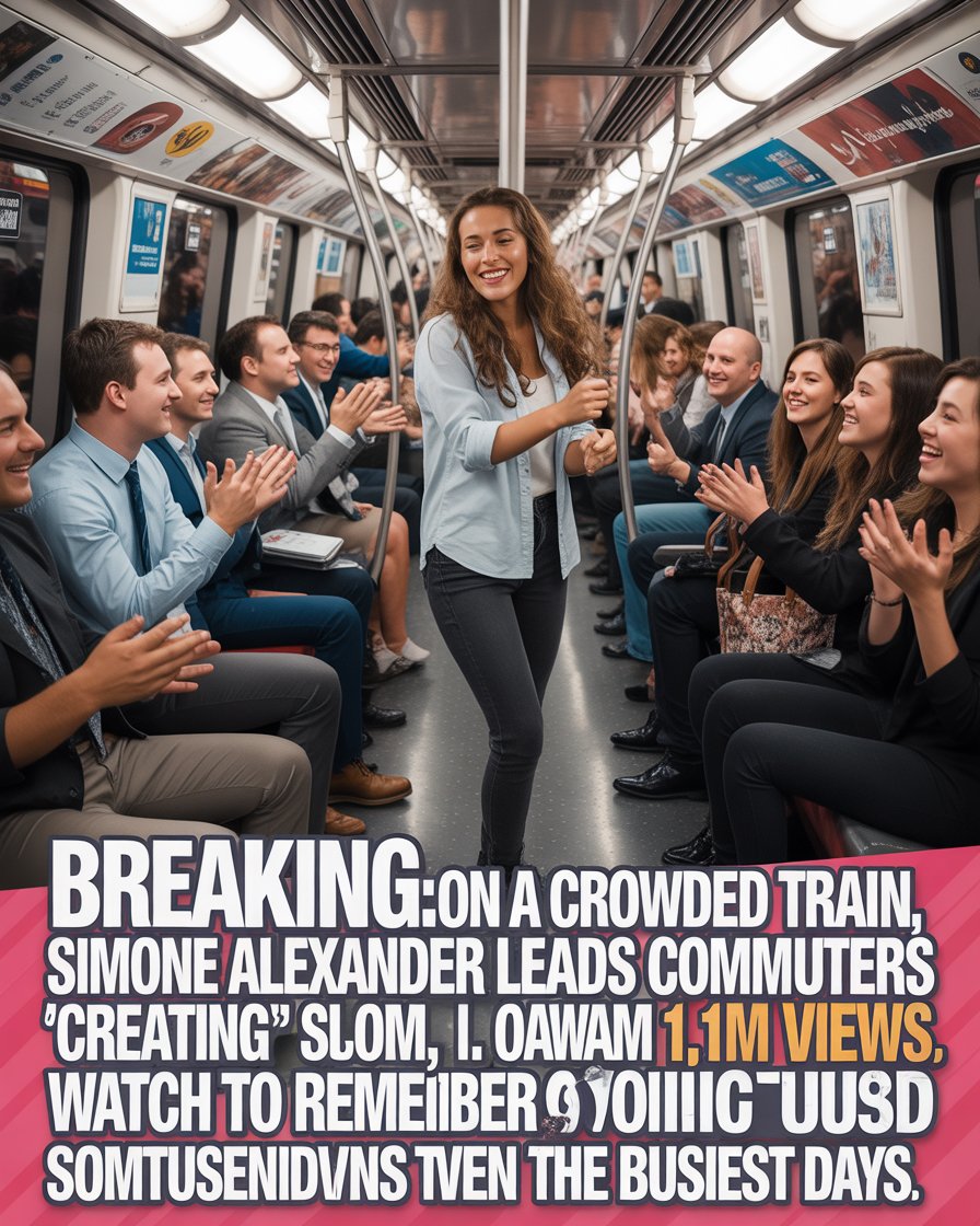 On a crowded train, Simone Alexander leads commuters in “Loosen,” creating a viral moment.